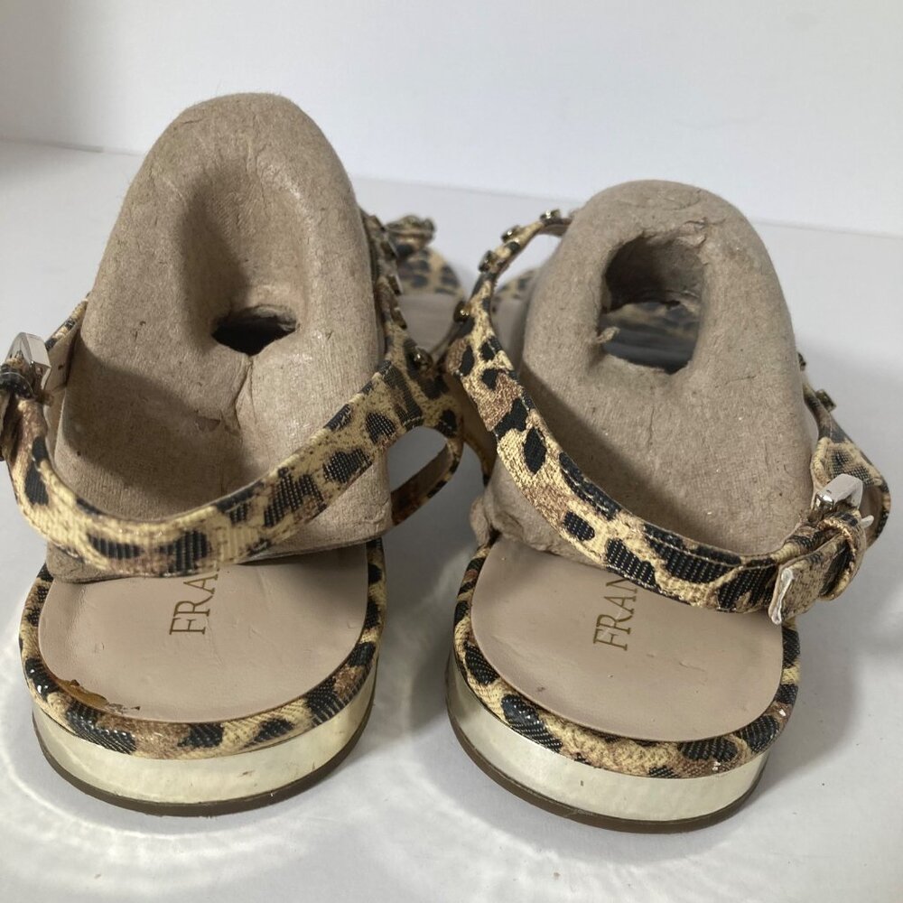 Womens Franco Sarto Emera Leopard Thong Sandal Brown Gold 8.5 - Picture 4 of 10